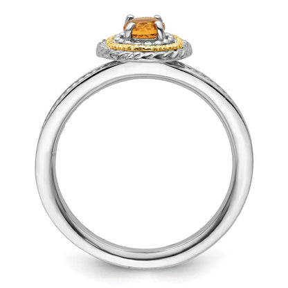 14K/silver Bicolor Sterlingsilber & 14K Stapelbar Expressions Citrin Ring