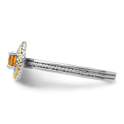 14K/silver Bicolor Sterlingsilber & 14K Stapelbar Expressions Citrin Ring