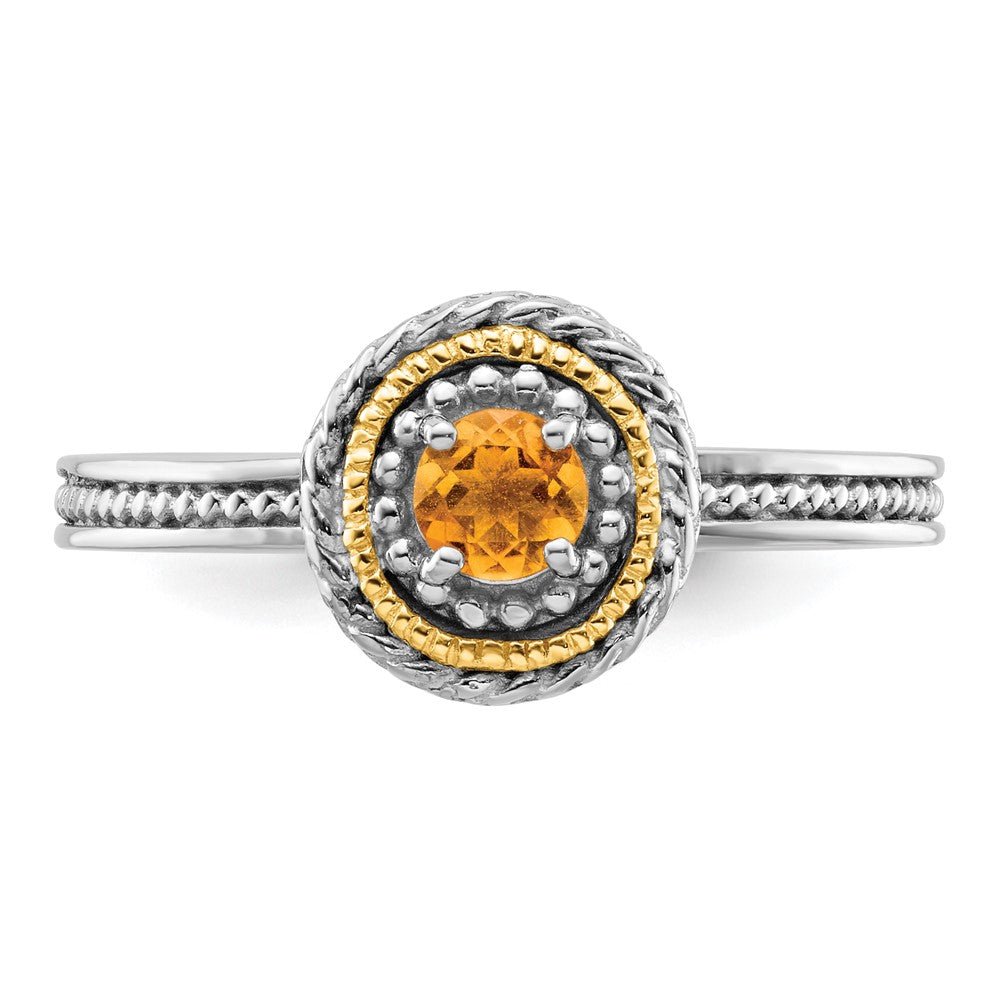 14K/silver Bicolor Sterlingsilber & 14K Stapelbar Expressions Citrin Ring