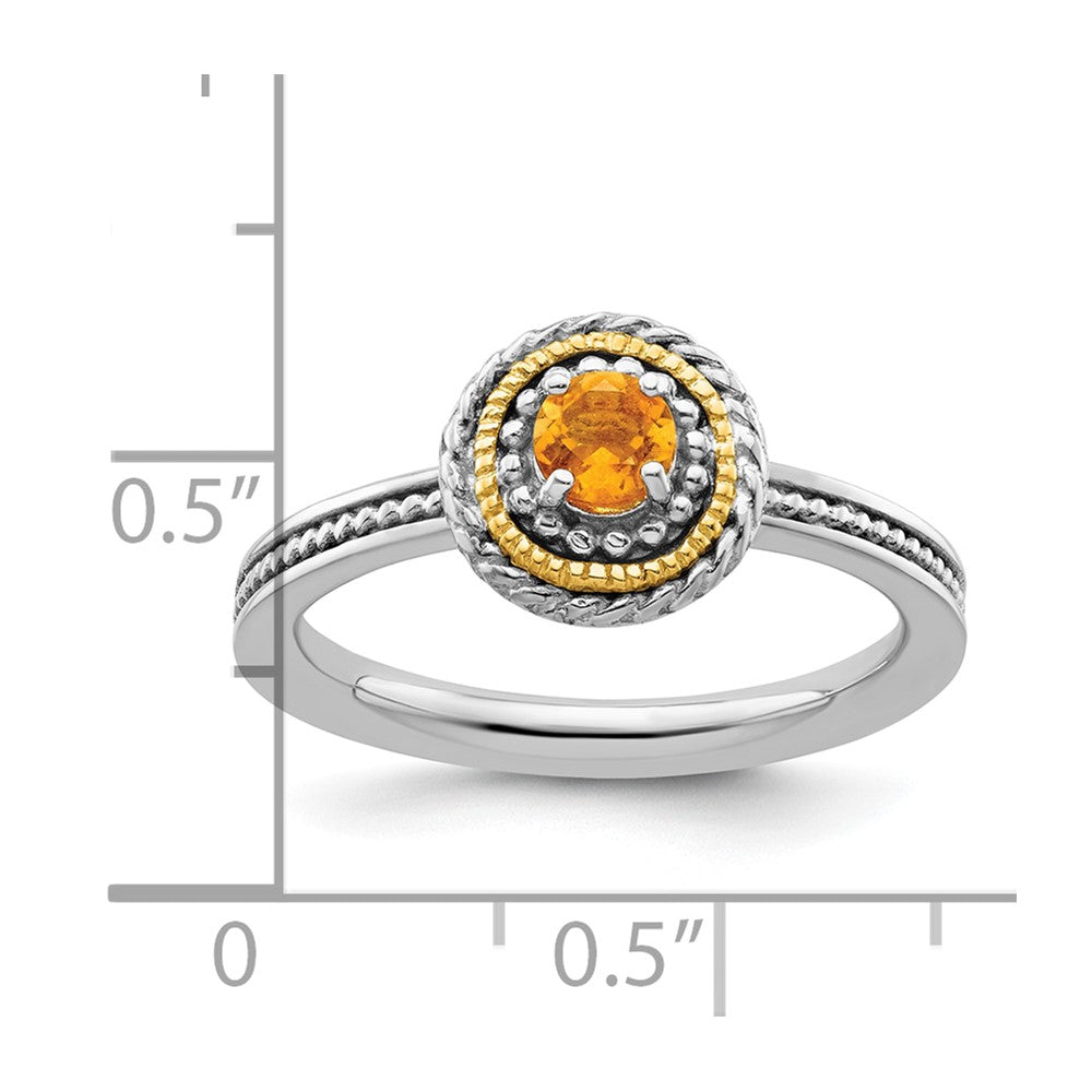 14K/silver Bicolor Sterlingsilber & 14K Stapelbar Expressions Citrin Ring