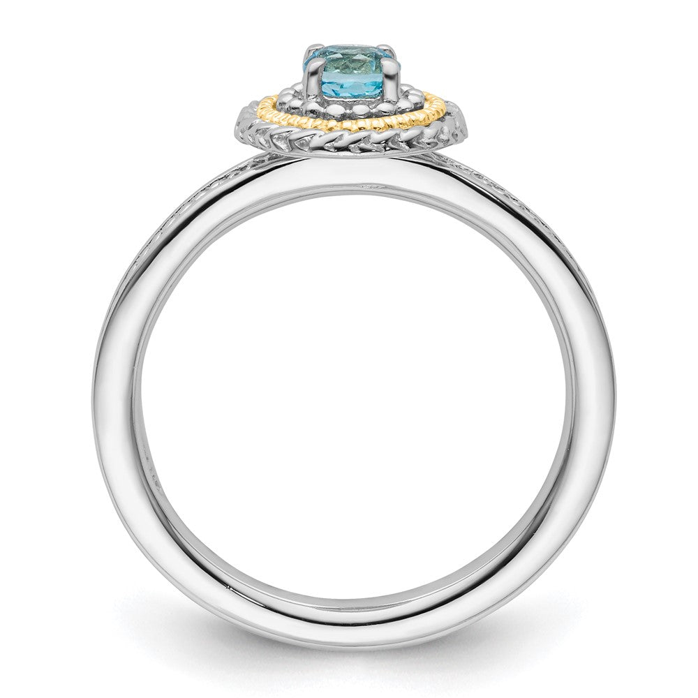 14K/silver Bicolor Sterlingsilber & 14K Stapelbar Expressions Blautopas Ring