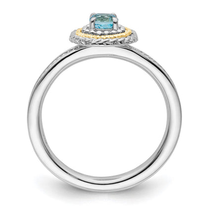 14K/silver Bicolor Sterlingsilber & 14K Stapelbar Expressions Blautopas Ring