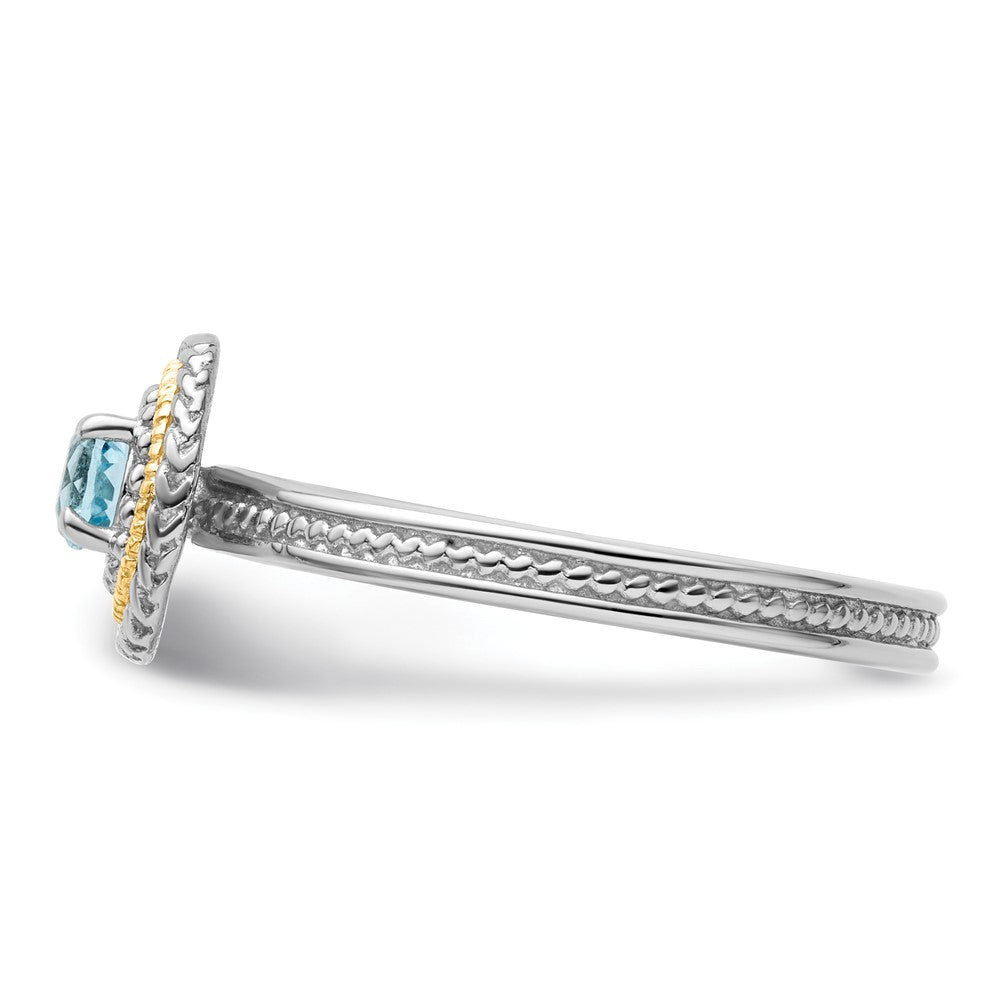 14K/silver Bicolor Sterlingsilber & 14K Stapelbar Expressions Blautopas Ring