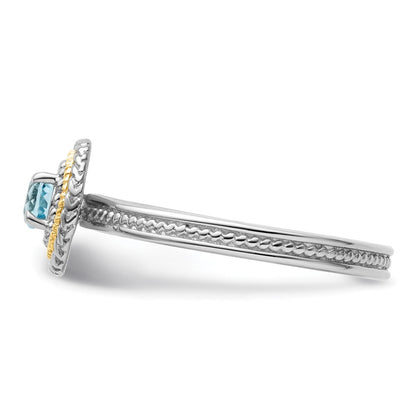 14K/silver Bicolor Sterlingsilber & 14K Stapelbar Expressions Blautopas Ring