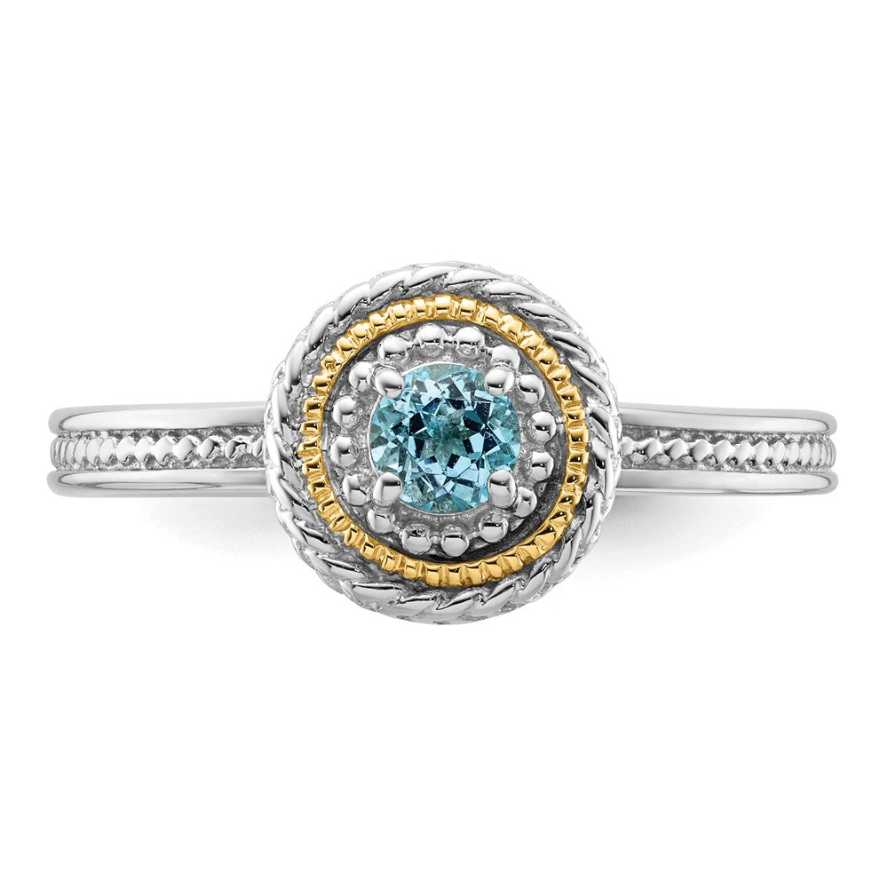 14K/silver Bicolor Sterlingsilber & 14K Stapelbar Expressions Blautopas Ring