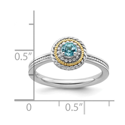 14K/silver Bicolor Sterlingsilber & 14K Stapelbar Expressions Blautopas Ring