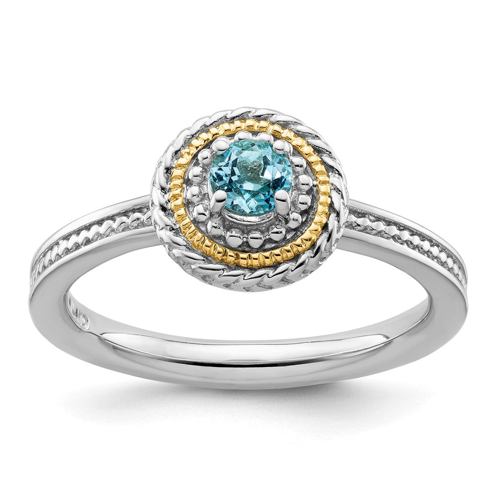 14K/silver Bicolor Sterlingsilber & 14K Stapelbar Expressions Blautopas Ring