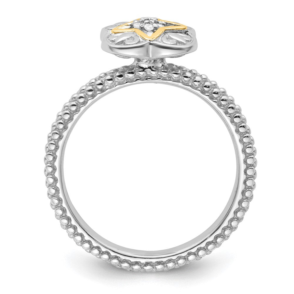 14K/silver Bicolor Sterlingsilber & 14K Stapelbar Expressions Diamant Ring (size 5 Nur)