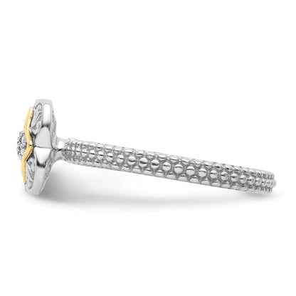 14K/silver Bicolor Sterlingsilber & 14K Stapelbar Expressions Diamant Ring (size 5 Nur)