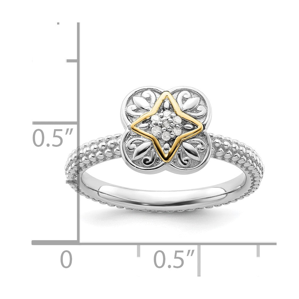 14K/silver Bicolor Sterlingsilber & 14K Stapelbar Expressions Diamant Ring (size 5 Nur)