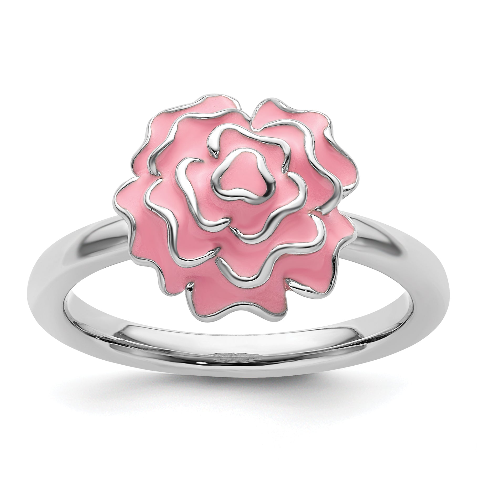 Sterlingsilber Stapelbar Expressions Emailliert Carnation Ring