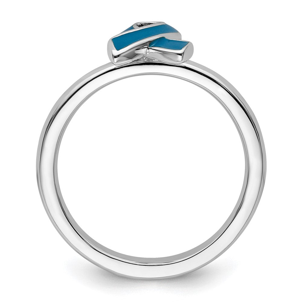 Sterlingsilber Stapelbar Expressions Blau Emailliert Bewusstsein Schleife Ring