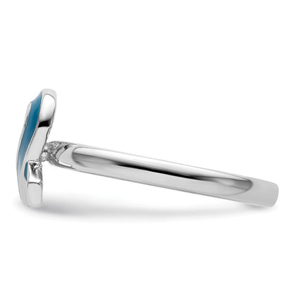 Sterlingsilber Stapelbar Expressions Blau Emailliert Bewusstsein Schleife Ring