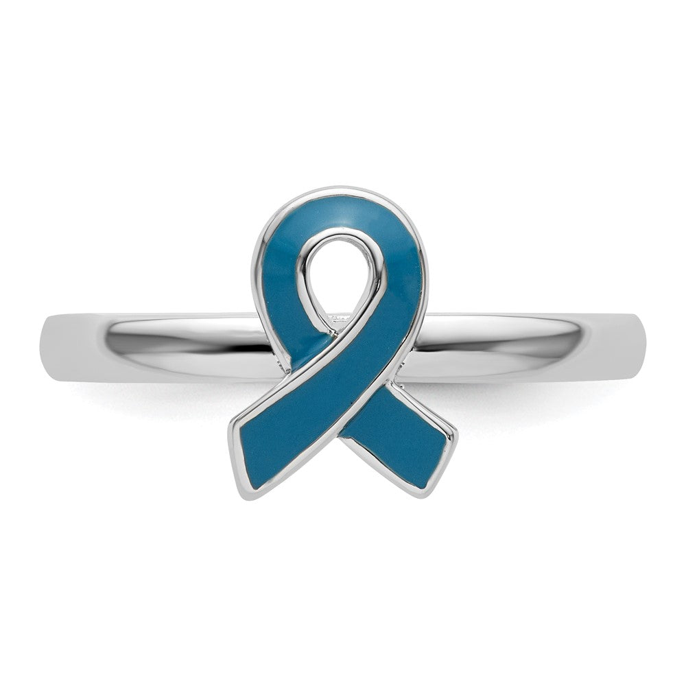 Sterlingsilber Stapelbar Expressions Blau Emailliert Bewusstsein Schleife Ring