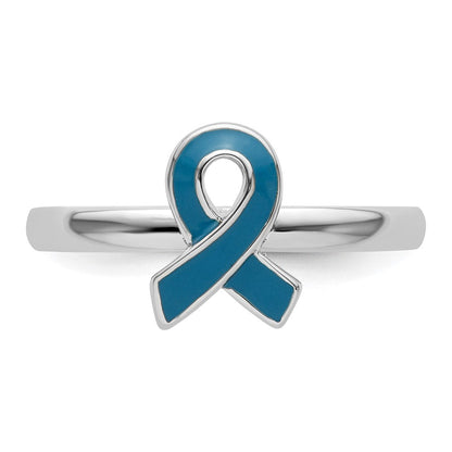 Sterlingsilber Stapelbar Expressions Blau Emailliert Bewusstsein Schleife Ring