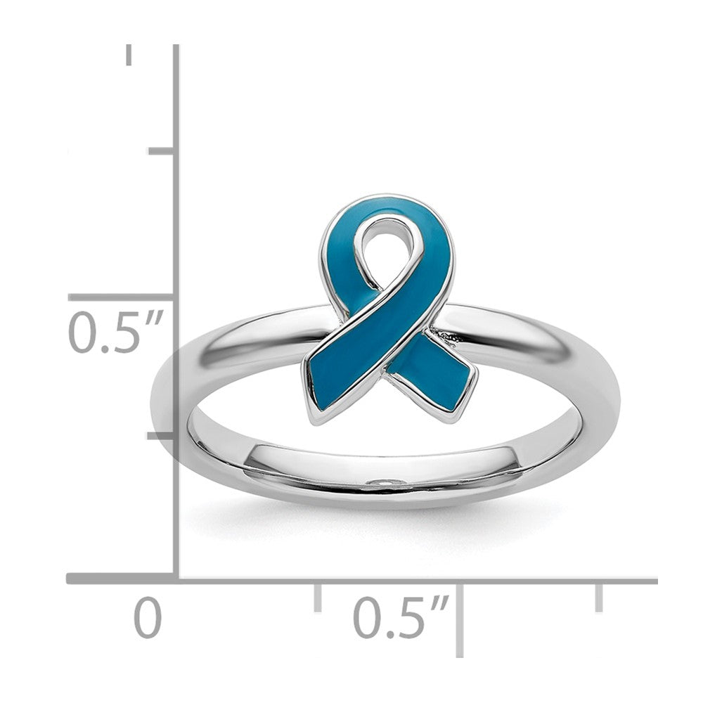 Sterlingsilber Stapelbar Expressions Blau Emailliert Bewusstsein Schleife Ring