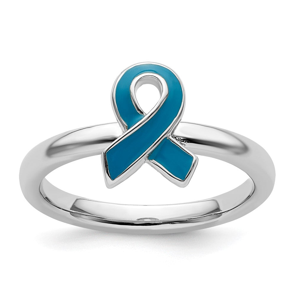Sterlingsilber Stapelbar Expressions Blau Emailliert Bewusstsein Schleife Ring