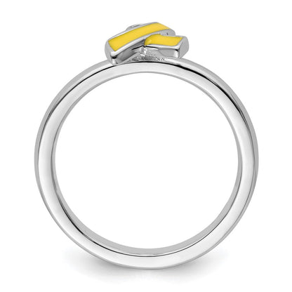 Sterlingsilber Stapelbar Expressions Gelb Emailliert Bewusstsein Schleife Ring