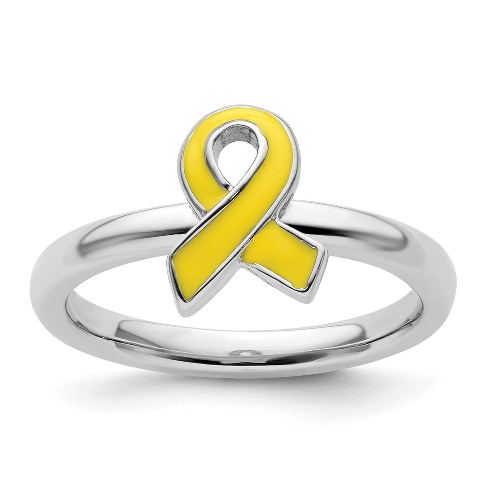 Sterlingsilber Stapelbar Expressions Gelb Emailliert Bewusstsein Schleife Ring