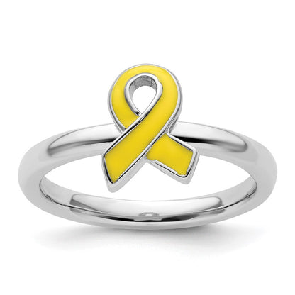 Sterlingsilber Stapelbar Expressions Gelb Emailliert Bewusstsein Schleife Ring