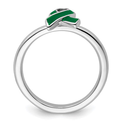 Sterlingsilber Stapelbar Expressions Grün Emailliert Bewusstsein Schleife Ring