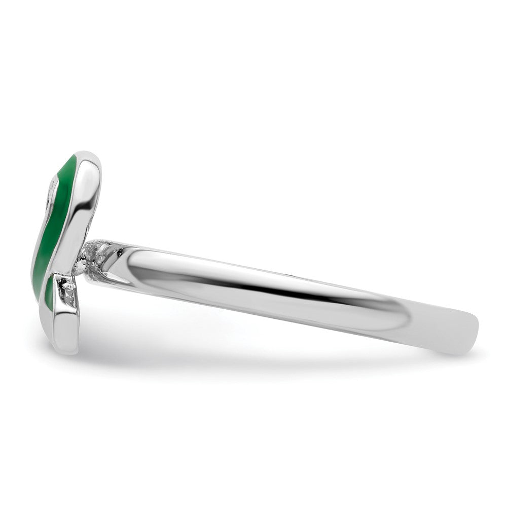 Sterlingsilber Stapelbar Expressions Grün Emailliert Bewusstsein Schleife Ring
