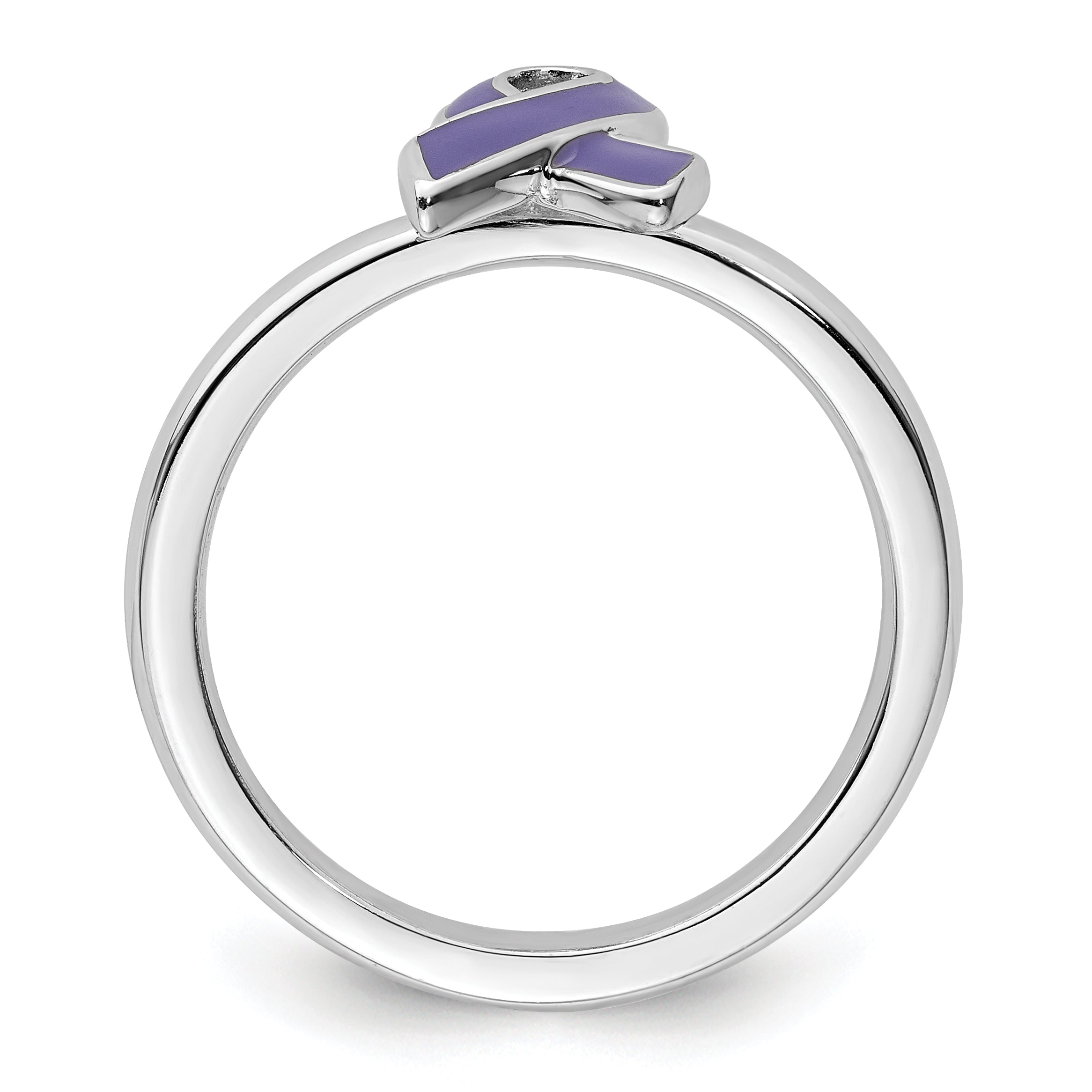 Sterlingsilber Stapelbar Expressions Lila Emailliert Bewusstsein Schleife Ring