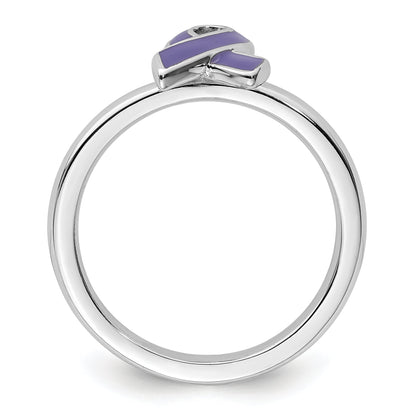 Sterlingsilber Stapelbar Expressions Lila Emailliert Bewusstsein Schleife Ring