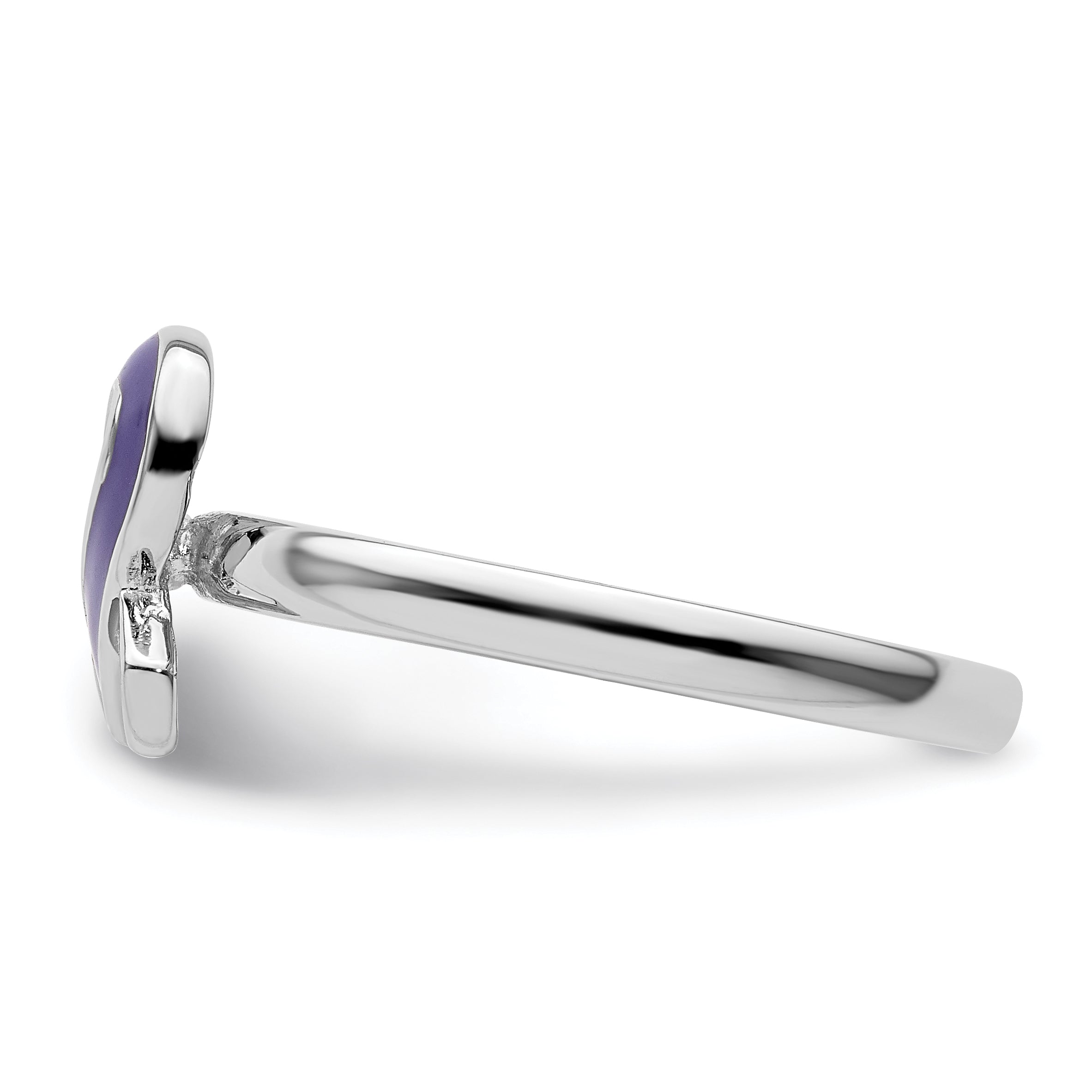 Sterlingsilber Stapelbar Expressions Lila Emailliert Bewusstsein Schleife Ring