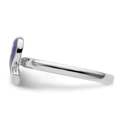 Sterlingsilber Stapelbar Expressions Lila Emailliert Bewusstsein Schleife Ring