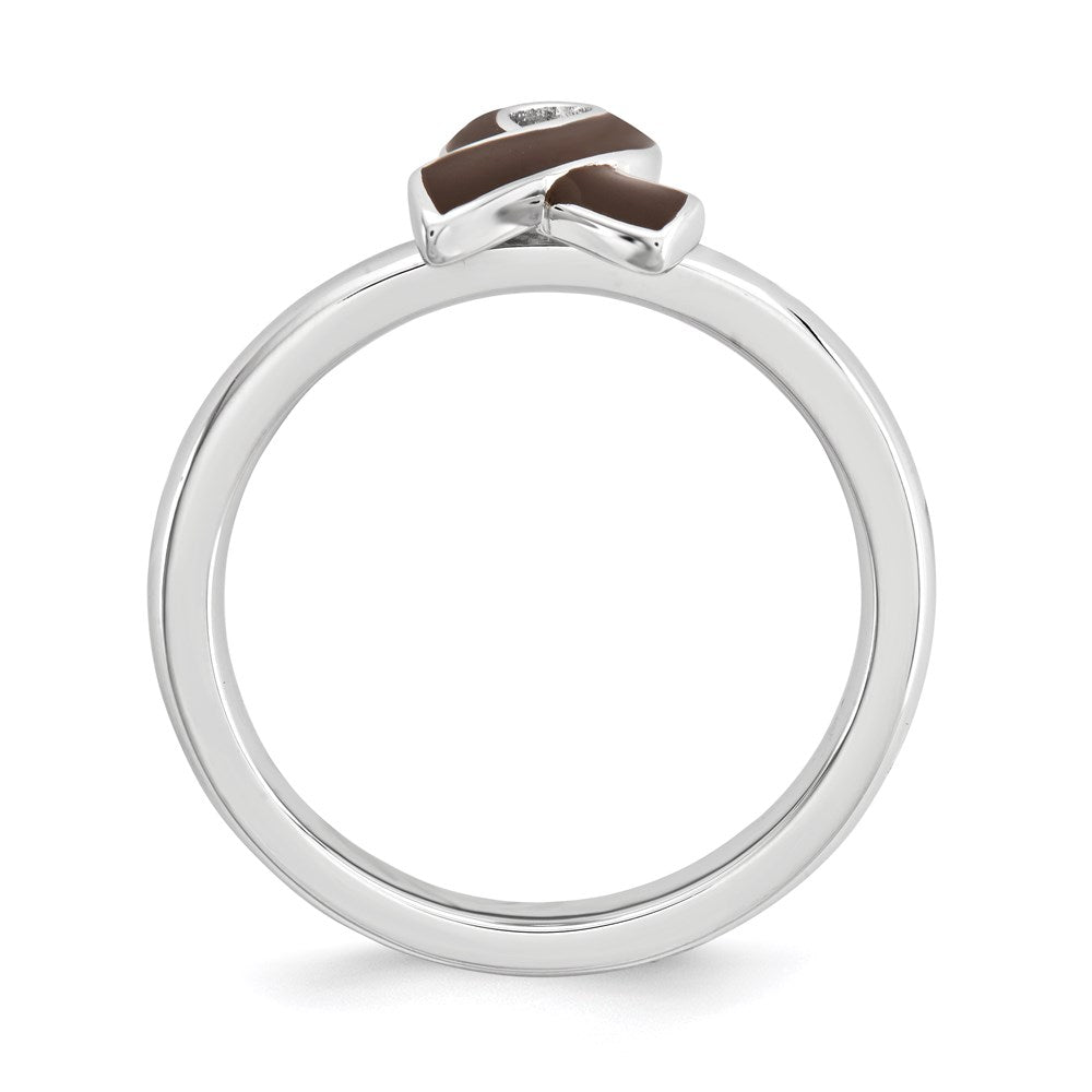 Sterlingsilber Stapelbar Expressions Braun Emailliert Bewusstsein Schleife Ring