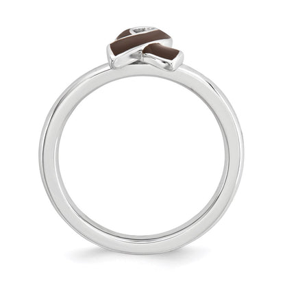Sterlingsilber Stapelbar Expressions Braun Emailliert Bewusstsein Schleife Ring