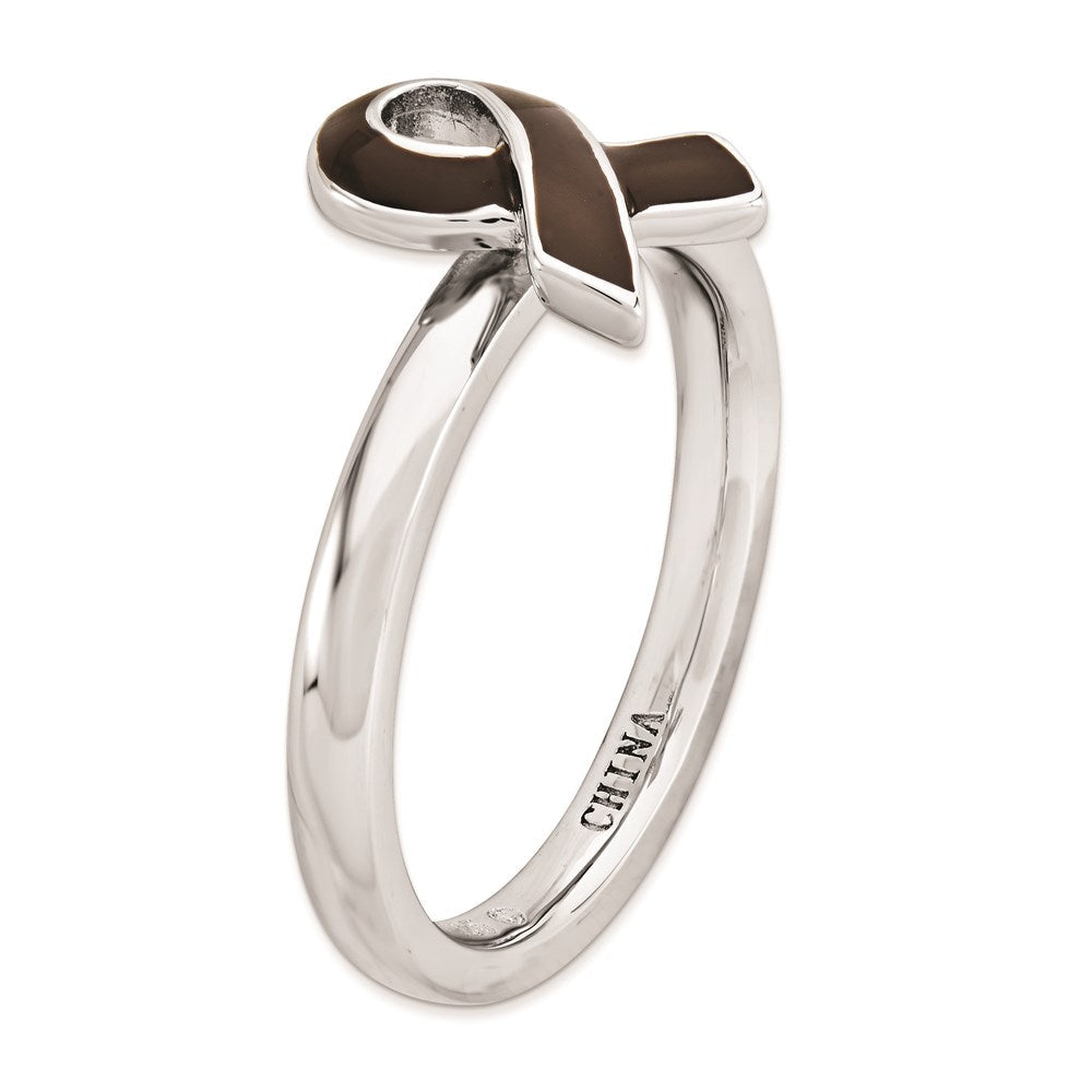 Sterlingsilber Stapelbar Expressions Braun Emailliert Bewusstsein Schleife Ring