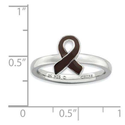 Sterlingsilber Stapelbar Expressions Braun Emailliert Bewusstsein Schleife Ring