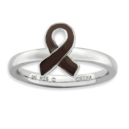 Sterlingsilber Stapelbar Expressions Braun Emailliert Bewusstsein Schleife Ring