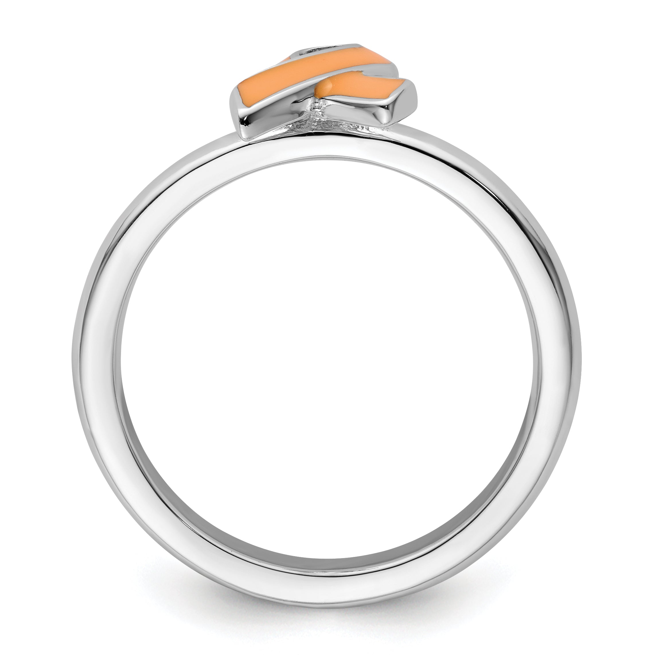 Sterlingsilber Stapelbar Expressions Orange Emailliert Bewusstsein Schleife Ring