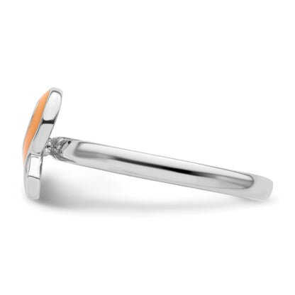 Sterlingsilber Stapelbar Expressions Orange Emailliert Bewusstsein Schleife Ring