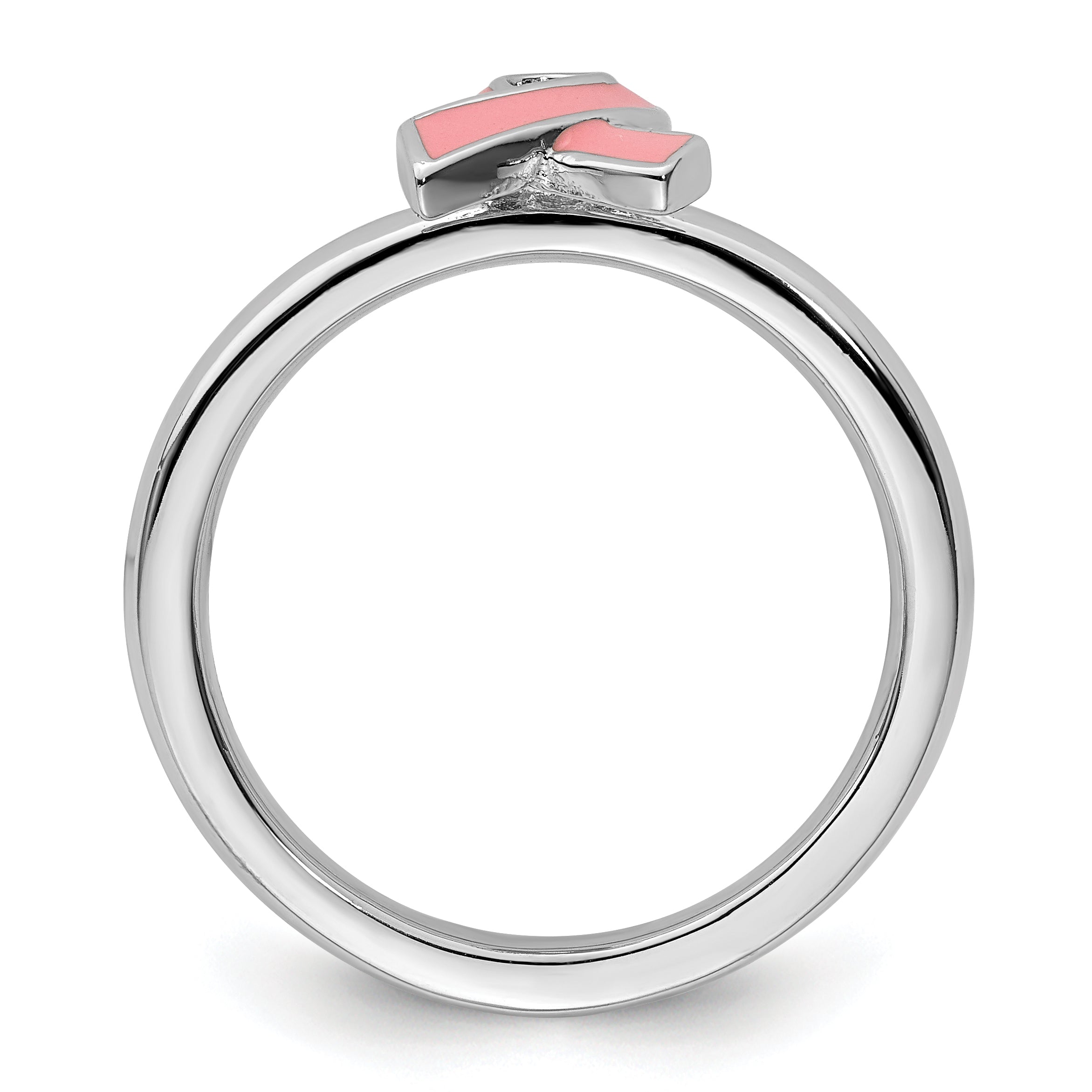 Sterlingsilber Stapelbar Expressions Rosa Emailliert Bewusstsein Schleife Ring
