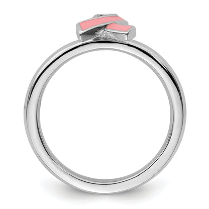 Sterlingsilber Stapelbar Expressions Rosa Emailliert Bewusstsein Schleife Ring