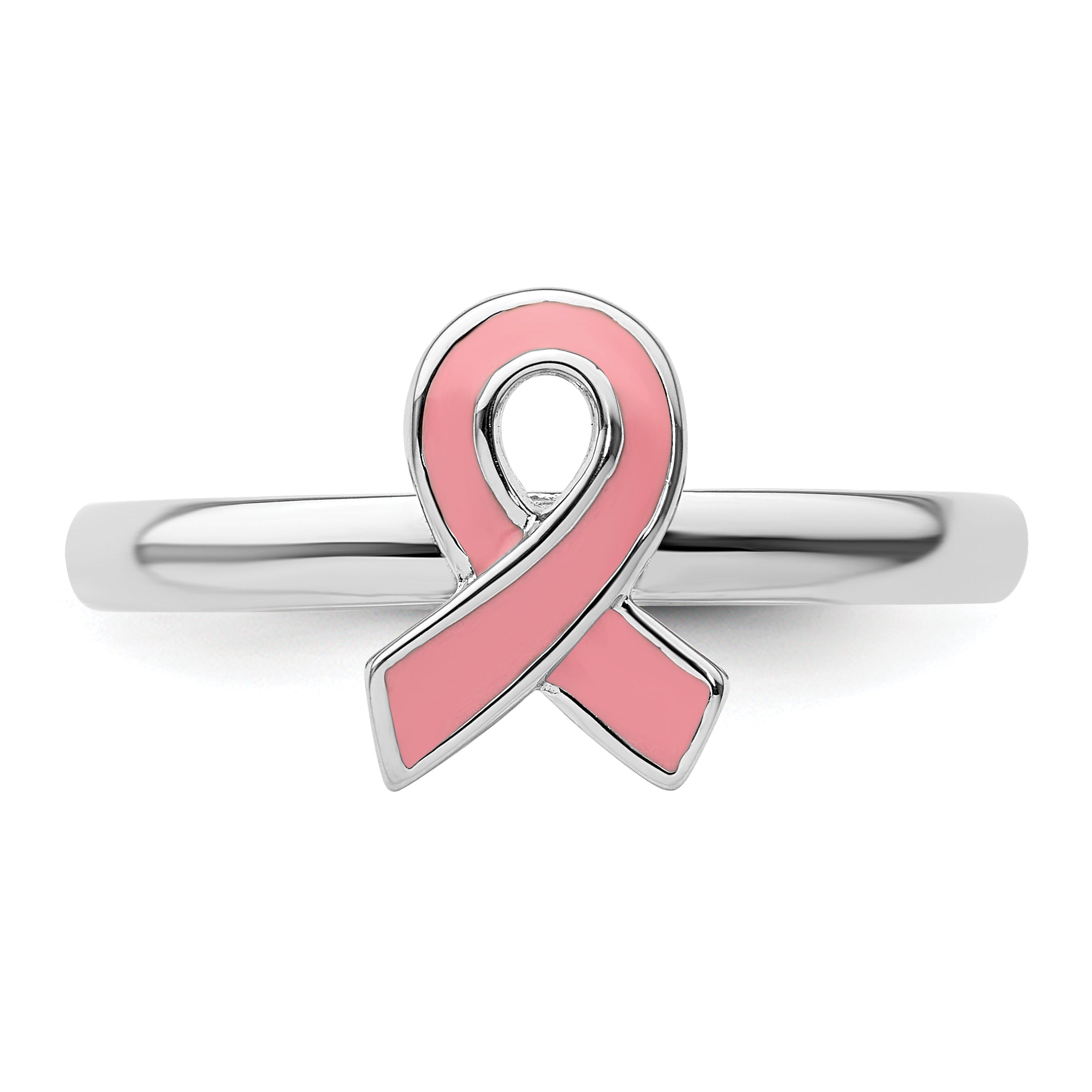 Sterlingsilber Stapelbar Expressions Rosa Emailliert Bewusstsein Schleife Ring