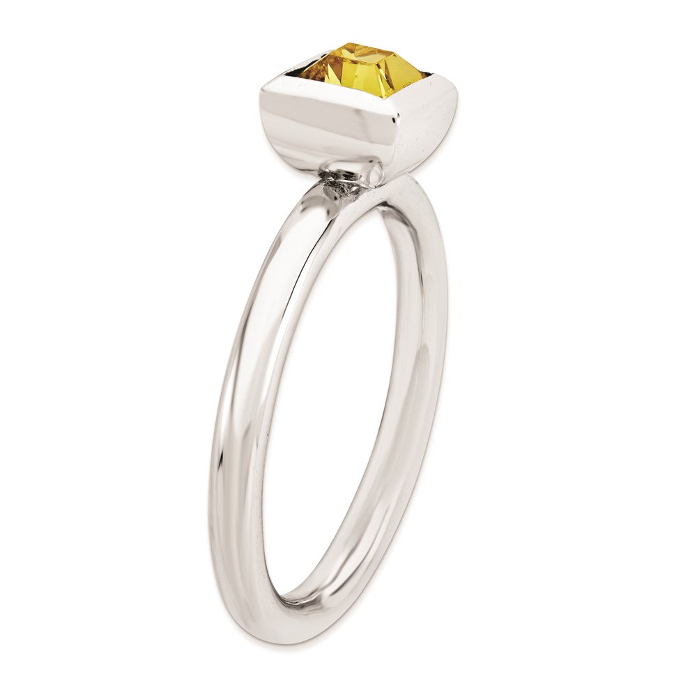 Sterlingsilber Stapelbar Expressions Quadratisch November Kristall Ring (size 5 Nur)