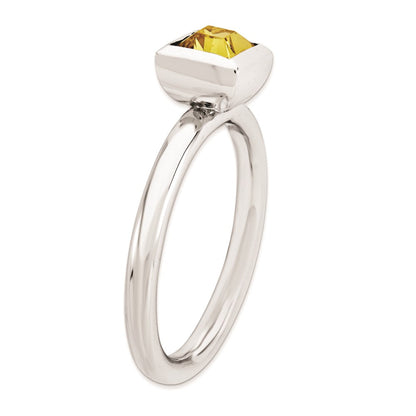 Sterlingsilber Stapelbar Expressions Quadratisch November Kristall Ring (size 5 Nur)