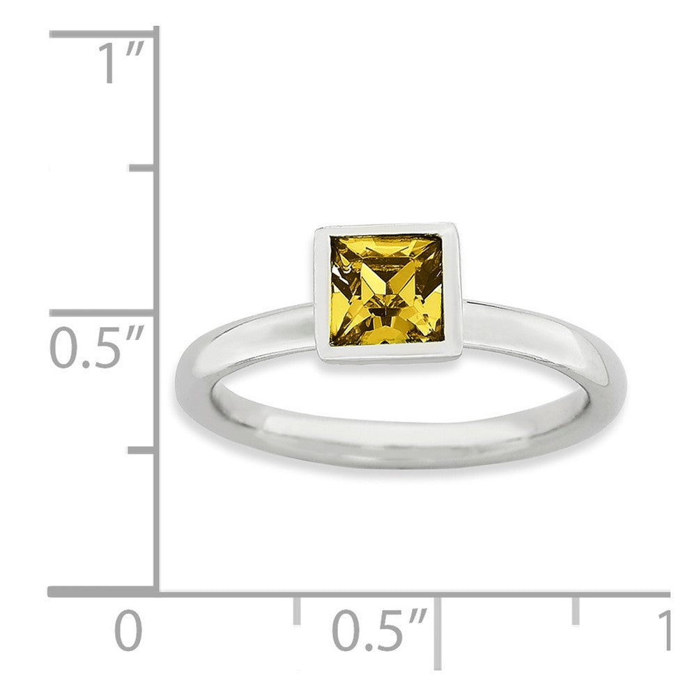 Sterlingsilber Stapelbar Expressions Quadratisch November Kristall Ring (size 5 Nur)