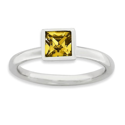 Sterlingsilber Stapelbar Expressions Quadratisch November Kristall Ring (size 5 Nur)