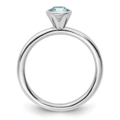 Sterlingsilber Stapelbar Expressions Hoch 5mm March Kristall Ring