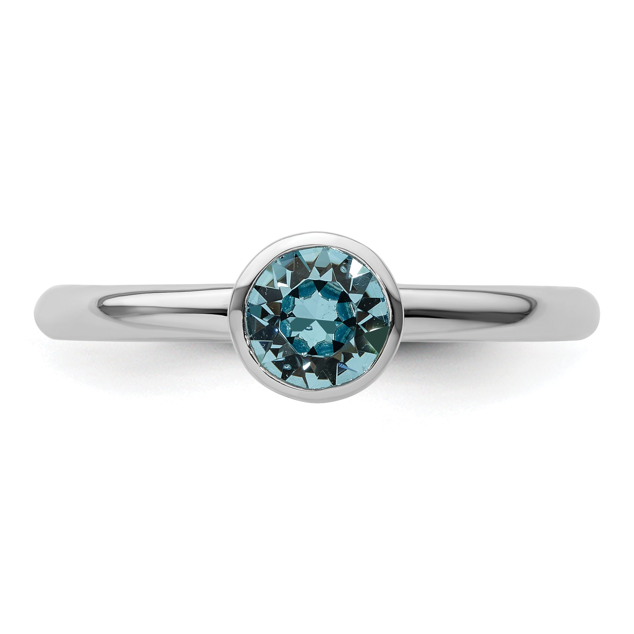 Sterlingsilber Stapelbar Expressions Hoch 5mm March Kristall Ring
