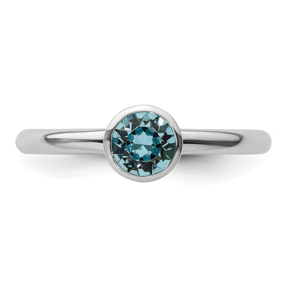 Sterlingsilber Stapelbar Expressions Hoch 5mm March Kristall Ring