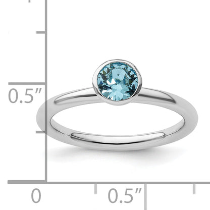 Sterlingsilber Stapelbar Expressions Hoch 5mm March Kristall Ring