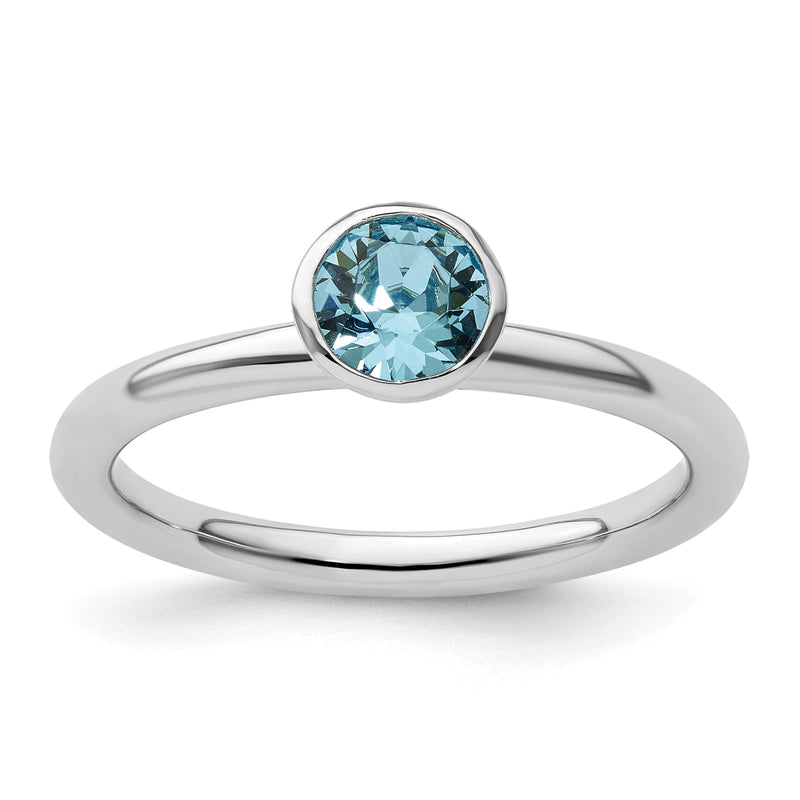 Sterlingsilber Stapelbar Expressions Hoch 5mm March Kristall Ring