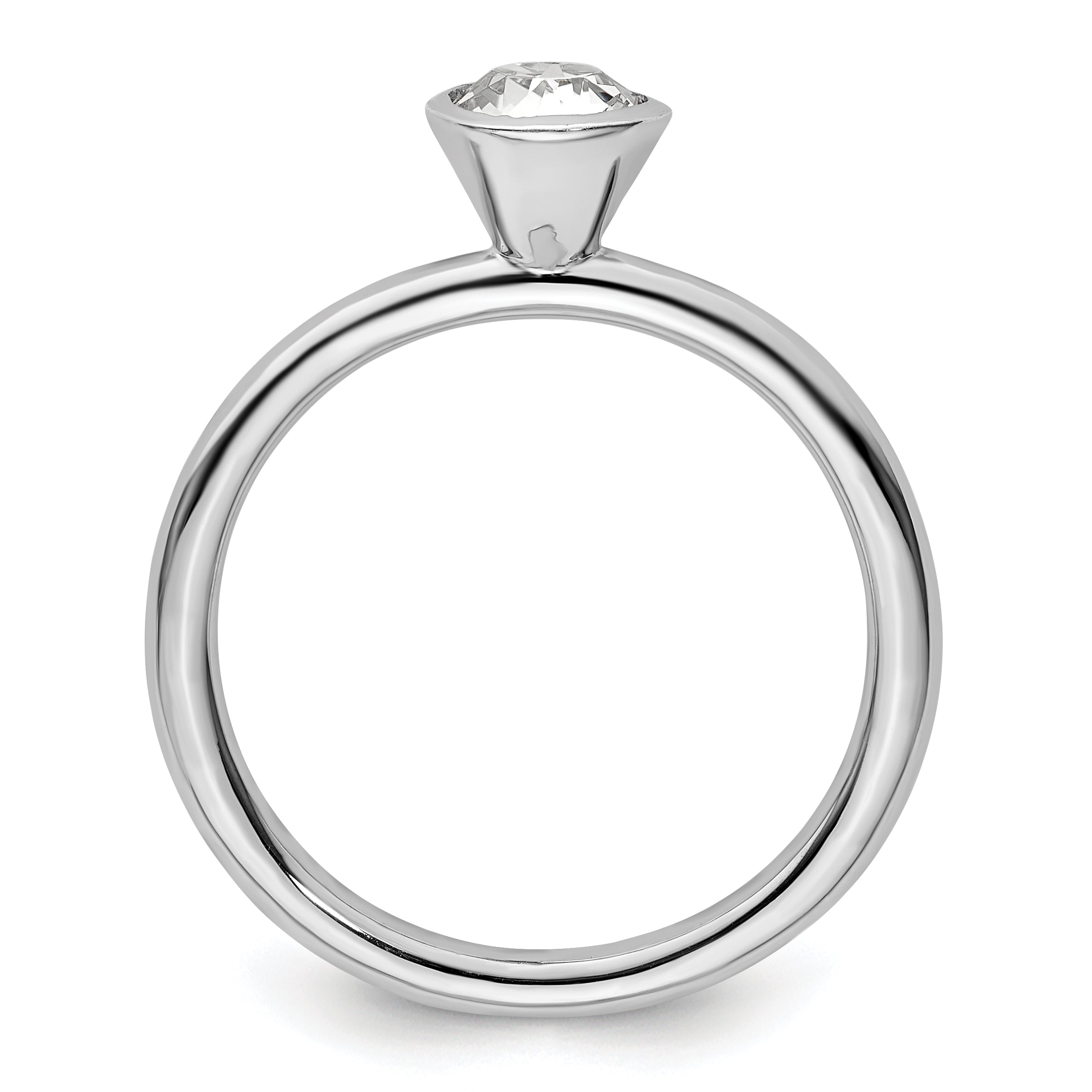 Sterlingsilber Stapelbar Expressions Hoch 5mm April Kristall Ring